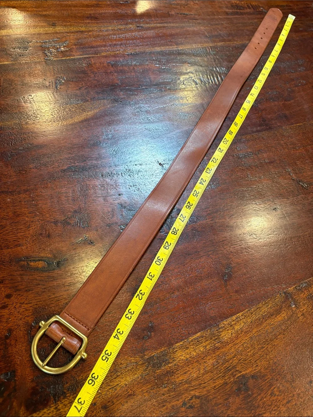 Vintage Ralph Lauren Saddlers Brown Leather Belt with Brass Buckle size Small